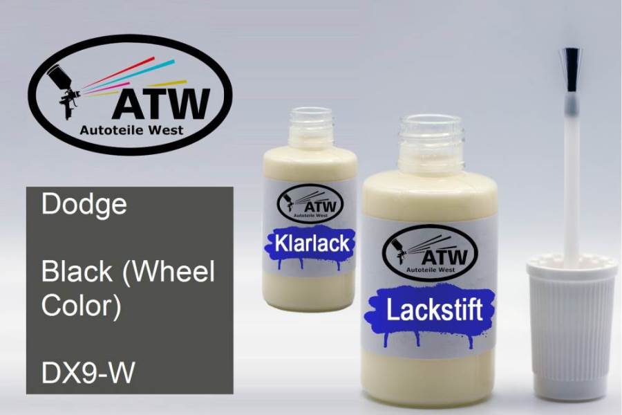 Dodge, Black (Wheel Color), DX9-W: 20ml Lackstift + 20ml Klarlack - Set, von ATW Autoteile West.